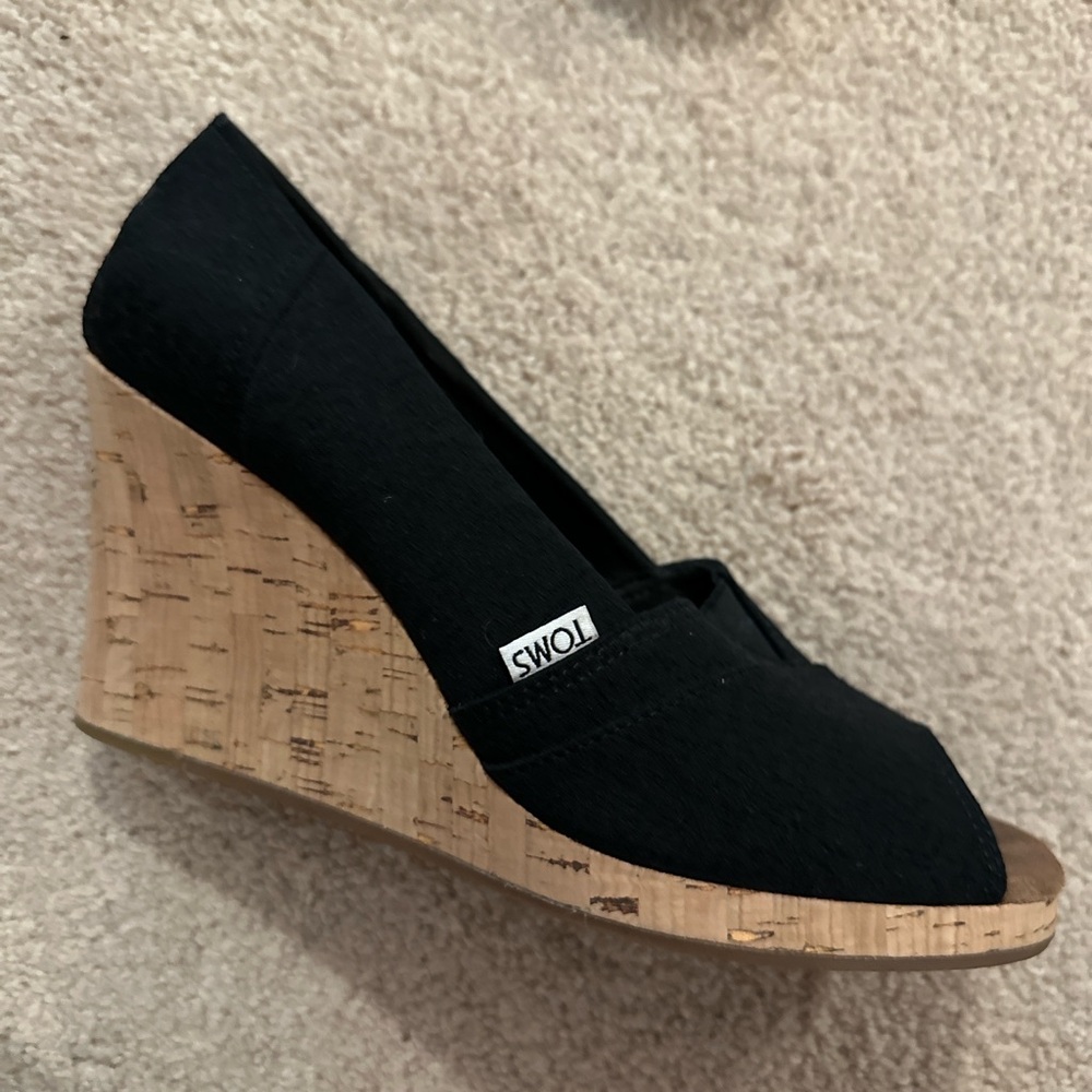 TOMS classic black canvas wedge - super cute just don’t wear enough